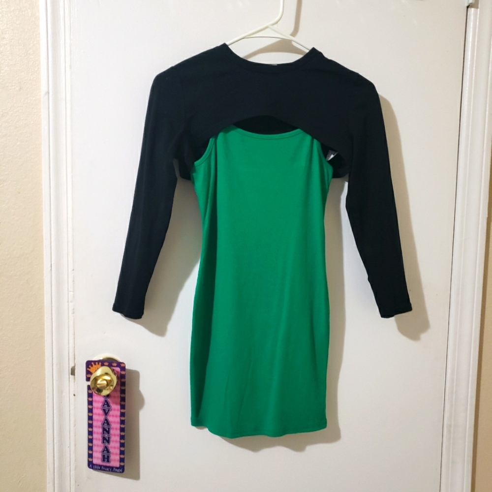 Black and green dress